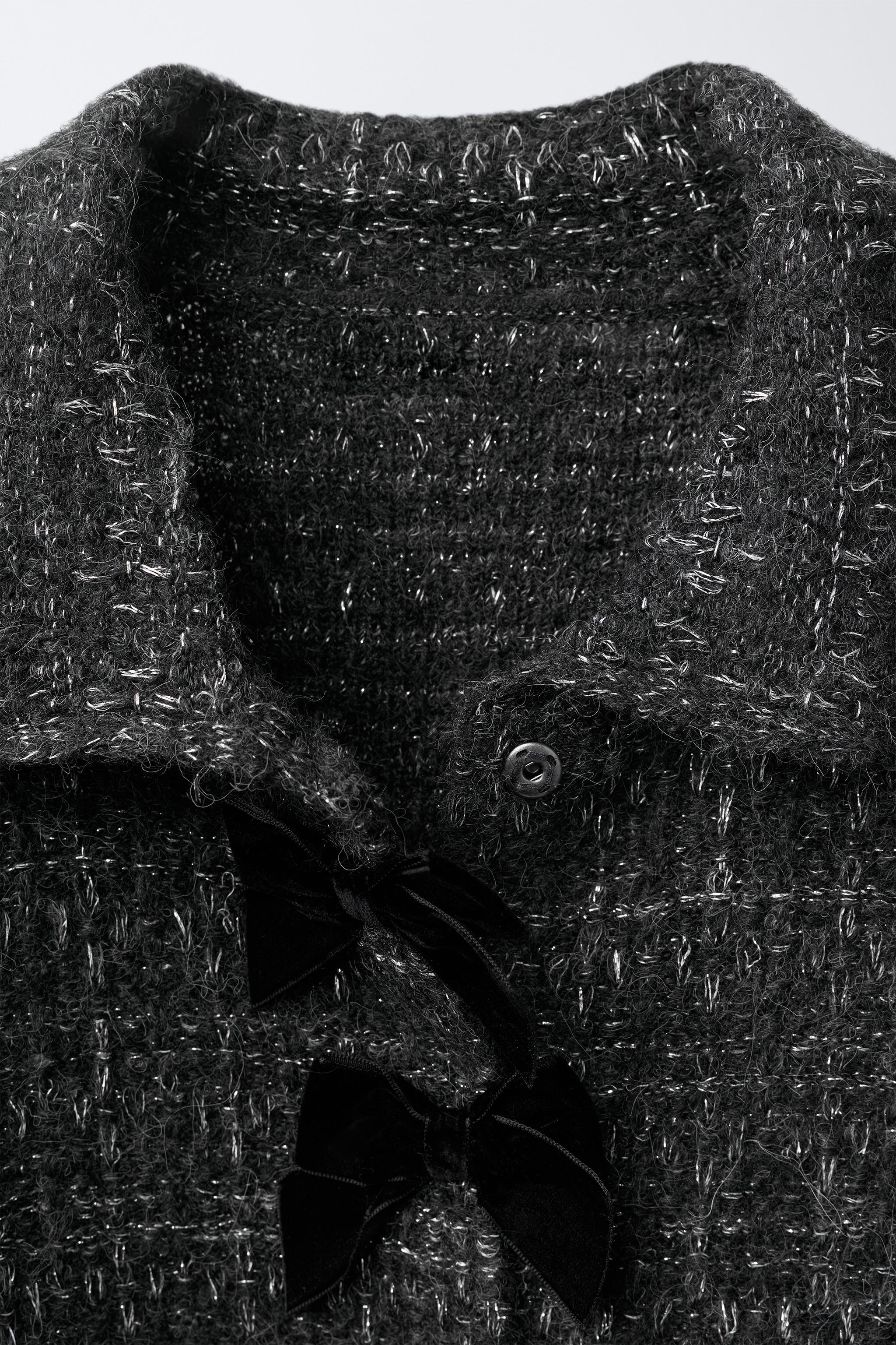 SPARKLY VELVET BOW CARDIGAN